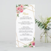 Roze Pioenen Verjaardag Menu (Staand voorkant)