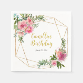 Roze Pioenen Verjaardag Servet