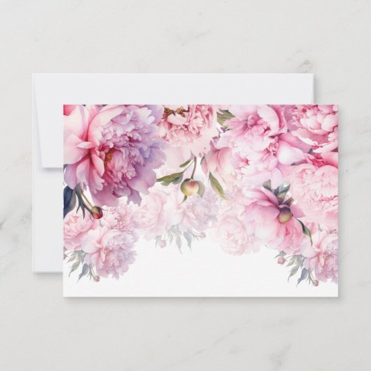 Roze pioenen verjaardagsfeestje waterverf bedankkaart (Achterkant)