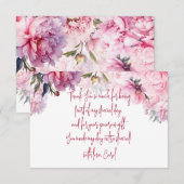 Roze pioenen verjaardagsfeestje waterverf bedankkaart (Voorkant / Achterkant)