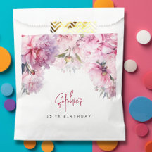 Roze pioenen verjaardagsfeestje waterverf