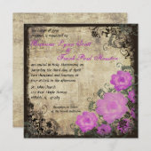 Roze pioenen vintage bruiloft uitnodiging (Voorkant / Achterkant)