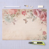 Roze Pioenen Vlinder op Perkament Decoupage Tissuepapier (Craft)