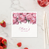 Roze Pioenen Waterverf Baby shower Servet (Insitu)