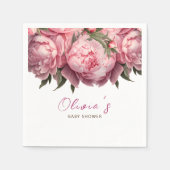 Roze Pioenen Waterverf Baby shower Servet (Voorkant)