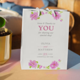 Roze Pioenen Waterverf Bloemen Roze Bruiloft Gast Klein Cadeauzakje