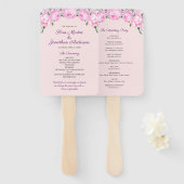 Roze Pioenen Waterverf | Bruiloft Handwaaier (Voorkant en achterkant)