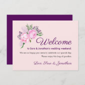 Roze Pioenen Waterverf | Bruiloft Welkom Briefkaart (Voorkant / Achterkant)