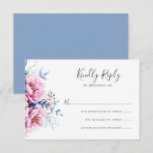 Roze pioenen | Waterverf Floral RSVP-kaart RSVP Kaartje (Voorkant / Achterkant)