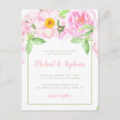 Roze pioenen Waterverf Floral Spring Wedding Uitnodiging Briefkaart (Voorkant)