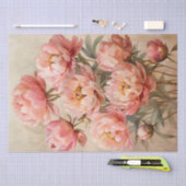 Roze Pioenen Waterverf op Perkament Decoupage Tissuepapier (Craft)