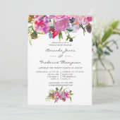  roze pioenen Waterverf repetitie diner Kaart (Staand voorkant)