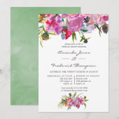  roze pioenen Waterverf repetitie diner Kaart (Voorkant / Achterkant)