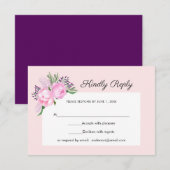 Roze Pioenen Waterverf | RSVP Kaartje (Voorkant / Achterkant)