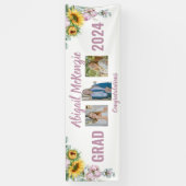 Roze Pioenen Zonnebloem Afstuderen Banner (Verticaal)