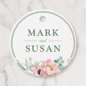 Roze Pioenenbloem bruiloft Bedankjes Labels (Voorkant)