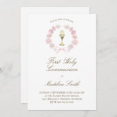 roze pioenenkrans eerste communie kaart (Voorkant / Achterkant)