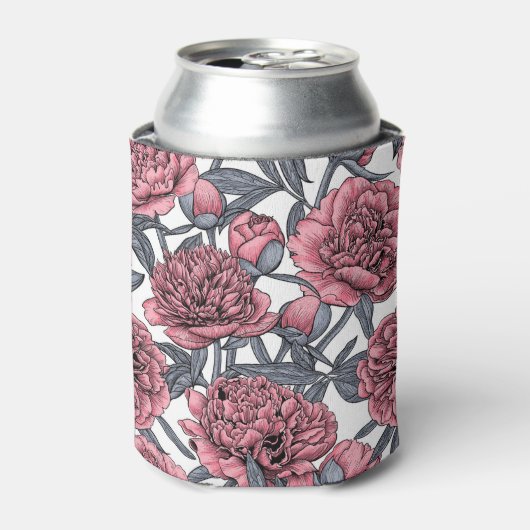 Roze pioenentuin blikjeskoeler (Blikje Voorkant)