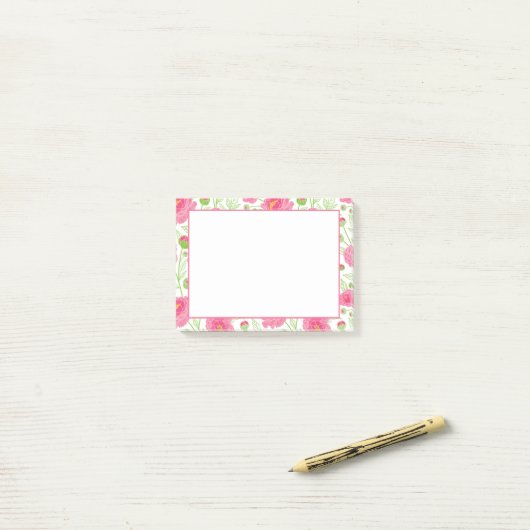 Roze Pioenentuin Post-it® Notes (Op bureau)