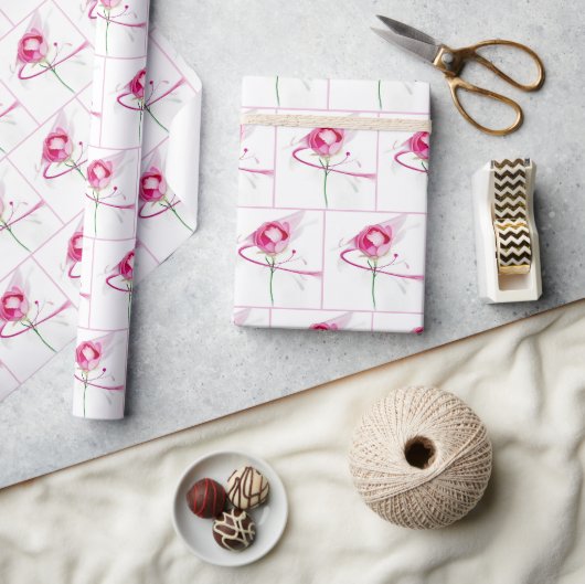 Roze Pioenknop Abstract Schilderij Cadeaupapier (Crafts)