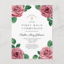 Roze Pioenmeisje Religieuze Eerste Communie