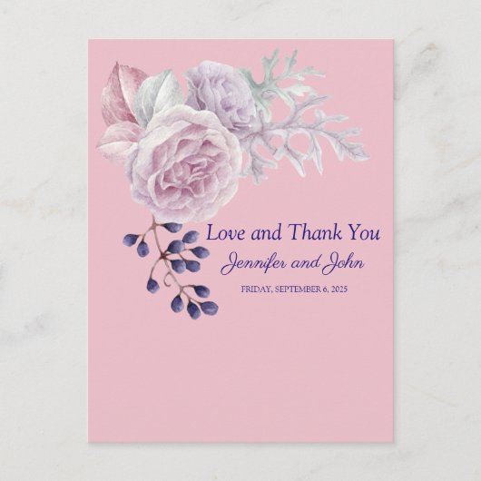 Roze Pioenpaarse Geometrische Frame Bedankt Briefkaart (Voorkant)