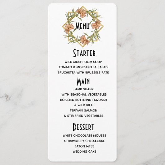 Roze Pioenrand Menu (Voorkant)