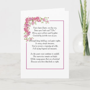 Roze Pioenrand met Jubileum Gedicht Kaart