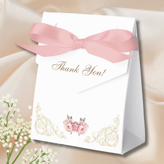 Roze Pioenrococo  Flowers Baby shower Bedankdoosjes