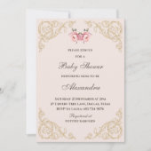 Roze Pioenrococo Flowers Baby shower Kaart (Voorkant)