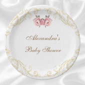 Roze Pioenrococo  Flowers Baby shower Papieren Bordje