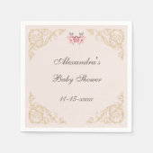 Roze Pioenrococo  Flowers Baby shower Servet (Voorkant)