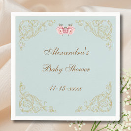 Roze Pioenrococo  Flowers Baby shower Servet