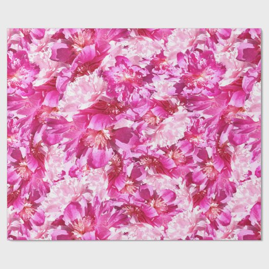 Roze pioenroos bloem inpakpapier (Vlak)