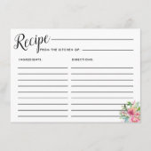 Roze pioenroos Bloemen Bruids Recept Kaart (Voorkant)