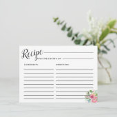 Roze pioenroos Bloemen Bruids Recept Kaart (Staand voorkant)