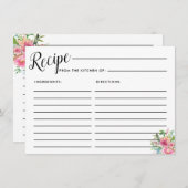 Roze pioenroos Bloemen Bruids Recept Kaart (Voorkant / Achterkant)
