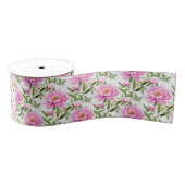 Roze pioenroos bloemen met salie groene bladeren grosgrain lint (Spoel)