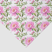 Roze pioenroos bloemen met salie groene bladeren tissuepapier (Detail)