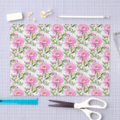 Roze pioenroos bloemen met salie groene bladeren tissuepapier (Craft)