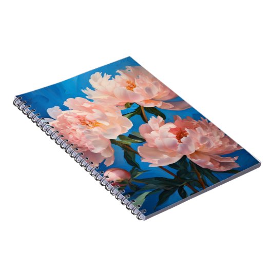 Roze pioenroos bloemen | Notitieboek (Rechterzijde)