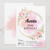 Roze pioenroos bloemen verjaardag kaart (Voorkant / Achterkant)