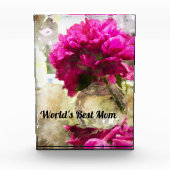 Roze pioenroos Bloemen Waterverf Werelden Beste Ma Fotoblokken (Voorkant)