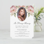 Roze pioenroos bloemenfoto in liefdevolle herinner kaart (Staand voorkant)