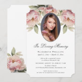 Roze pioenroos bloemenfoto in liefdevolle herinner kaart (Voorkant / Achterkant)