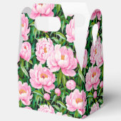 Roze pioenroos bloesems op een bladerige achtergro bedankdoosjes (Open)