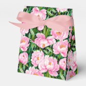 Roze pioenroos bloesems op een bladerige achtergro bedankdoosjes (Voorkant Zijde)