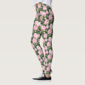Roze pioenroos bloesems op een bladerige achtergro leggings (Links)