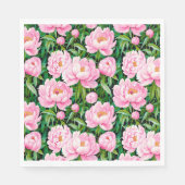 Roze pioenroos bloesems op een bladerige achtergro servet (Voorkant)