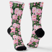 Roze pioenroos bloesems op een bladerige achtergro sokken (Gebogen)